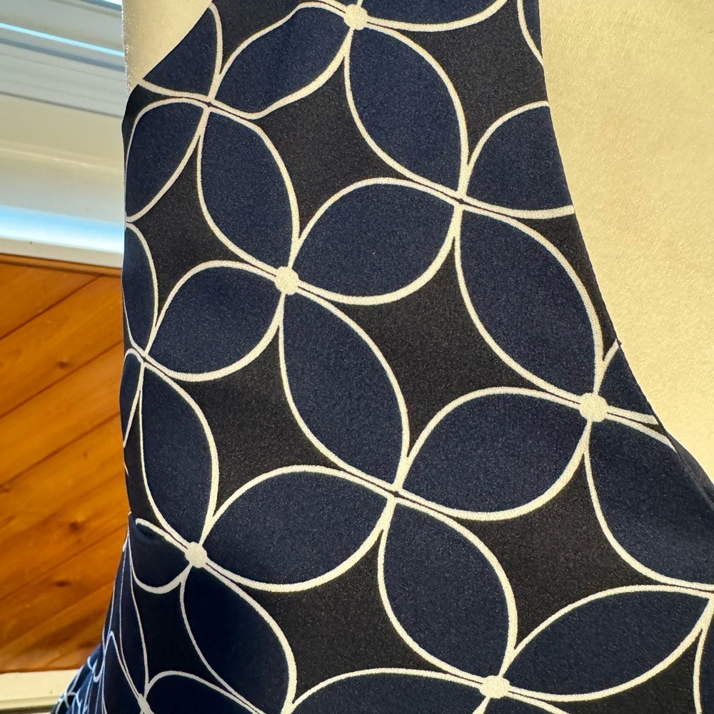 Ann Taylor Dress Black/Blue White pattern size 2 zipper back sleeveless - Picture 2 of 12